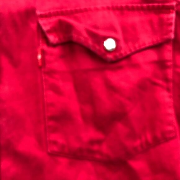 Vintage Levi's Men's Shirt Medium Long Sleeve Red Button Up Classic - Picture 9 of 15